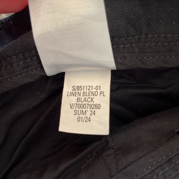 Banana Republic Pleated Wide Leg Linen Cotton Blend Trouser Pant Black 14 Petite - Picture 11 of 12